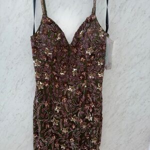 ✨ Primavera Couture Olive Green Beaded & Sequin Mini Dress - Size 10!
